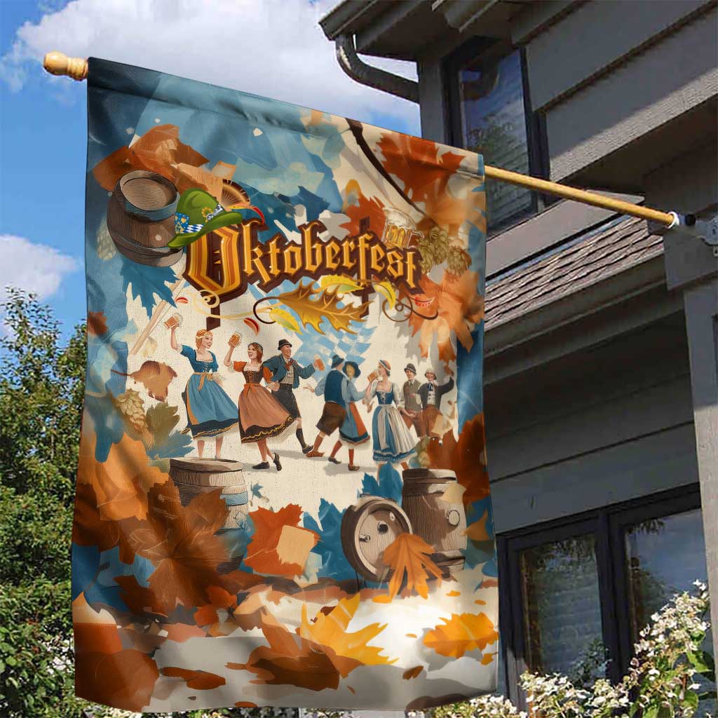Oktoberfest Garden Flag with Beer Mug Illustration White Diamond Pattern - Wonder Print Shop