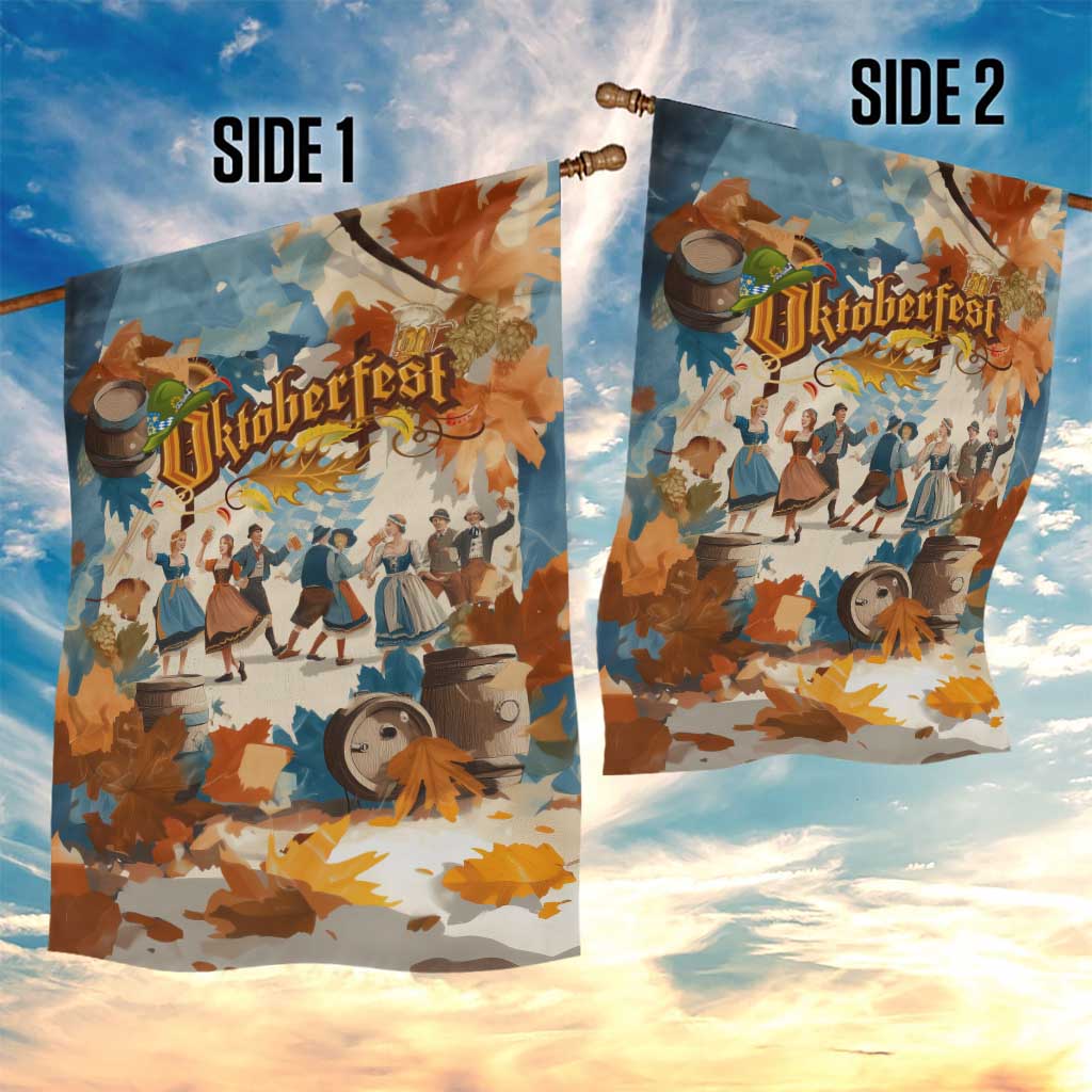 Oktoberfest Garden Flag with Beer Mug Illustration White Diamond Pattern - Wonder Print Shop