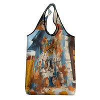Oktoberfest Grocery Bag with Beer Mug Illustration White Diamond Pattern - Wonder Print Shop