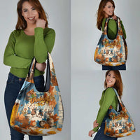 Oktoberfest Grocery Bag with Beer Mug Illustration White Diamond Pattern - Wonder Print Shop