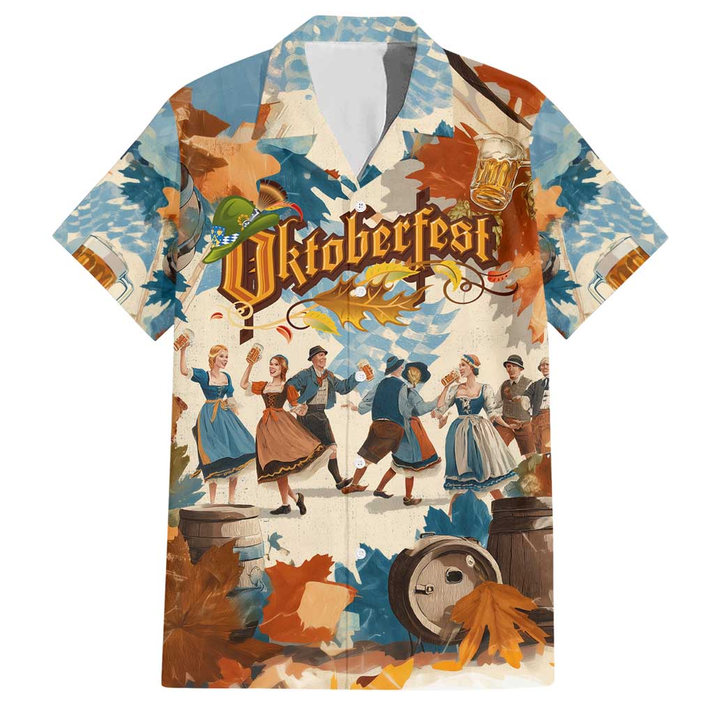 Oktoberfest Hawaiian Shirt with Beer Mug Illustration White Diamond Pattern - Wonder Print Shop