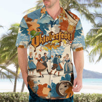 Oktoberfest Hawaiian Shirt with Beer Mug Illustration White Diamond Pattern - Wonder Print Shop