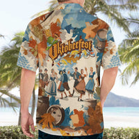 Oktoberfest Hawaiian Shirt with Beer Mug Illustration White Diamond Pattern - Wonder Print Shop