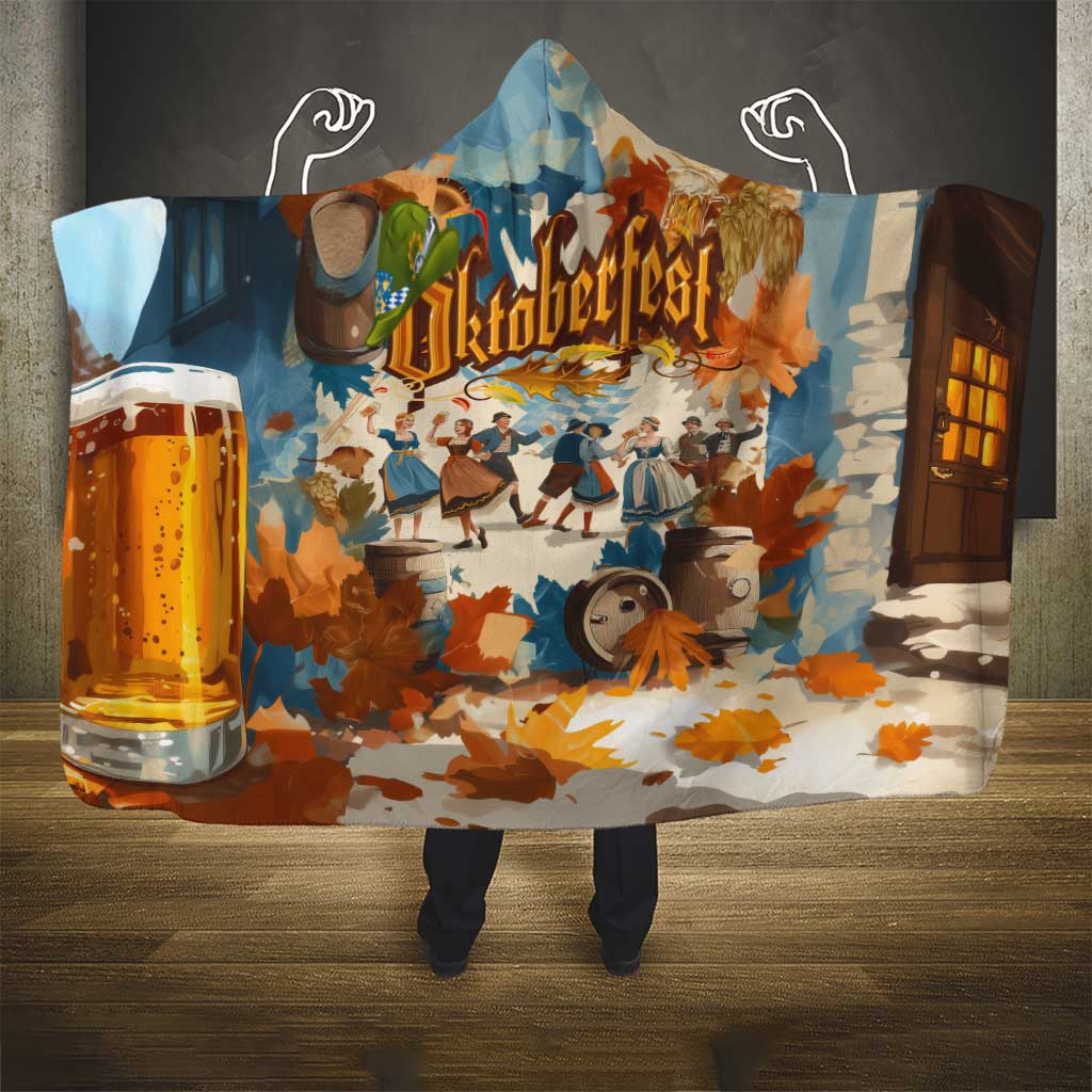 Oktoberfest Hooded Blanket with Beer Mug Illustration White Diamond Pattern - Wonder Print Shop