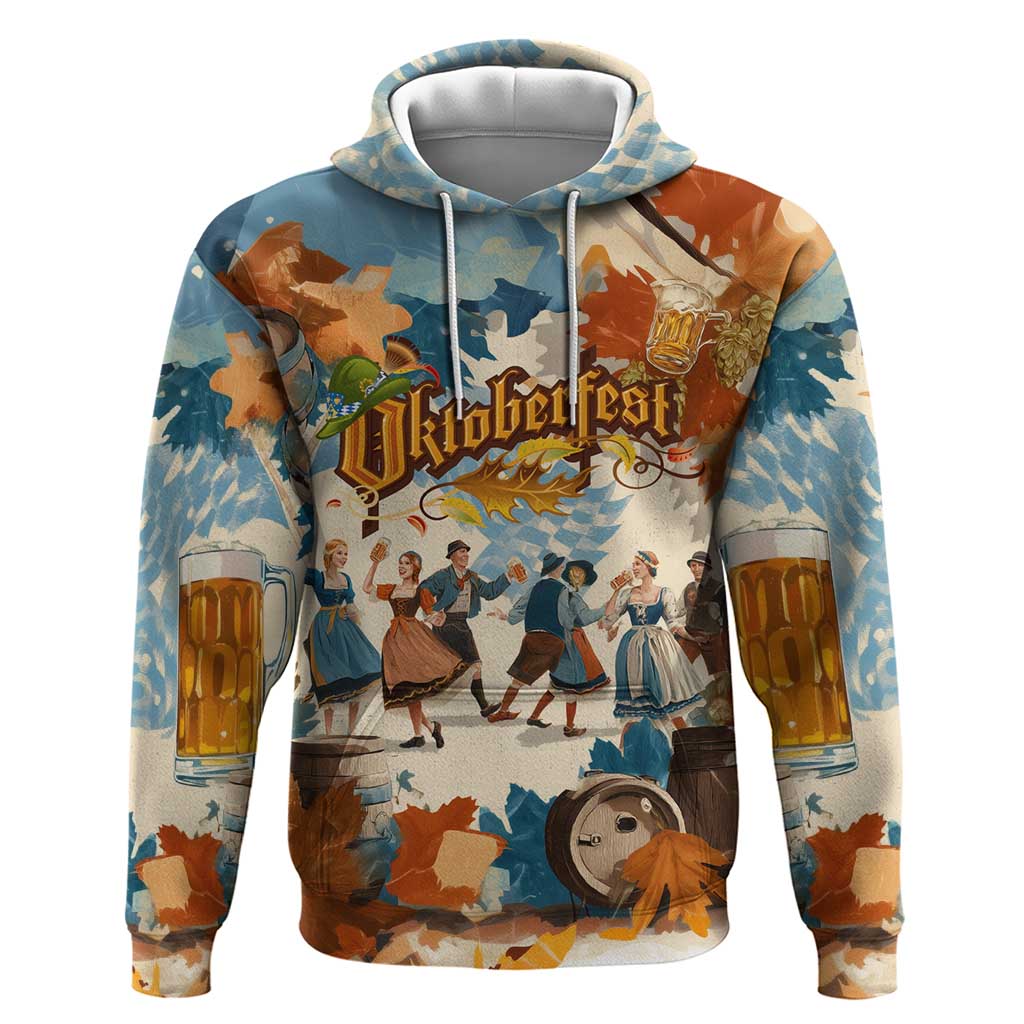 Oktoberfest Hoodie with Beer Mug Illustration White Diamond Pattern - Wonder Print Shop