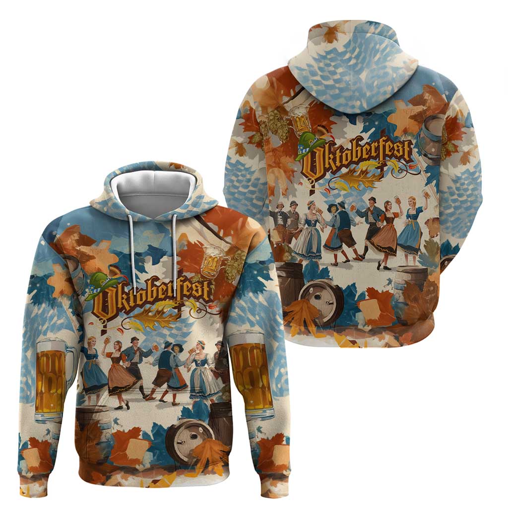 Oktoberfest Hoodie with Beer Mug Illustration White Diamond Pattern - Wonder Print Shop