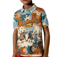 Oktoberfest Kid Polo Shirt with Beer Mug Illustration White Diamond Pattern - Wonder Print Shop