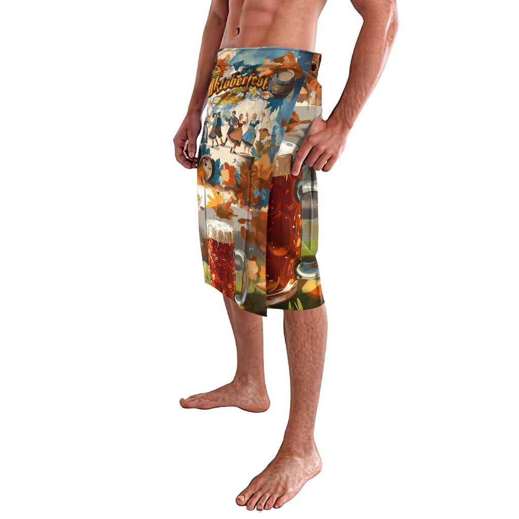 Oktoberfest Lavalava with Beer Mug Illustration White Diamond Pattern - Wonder Print Shop