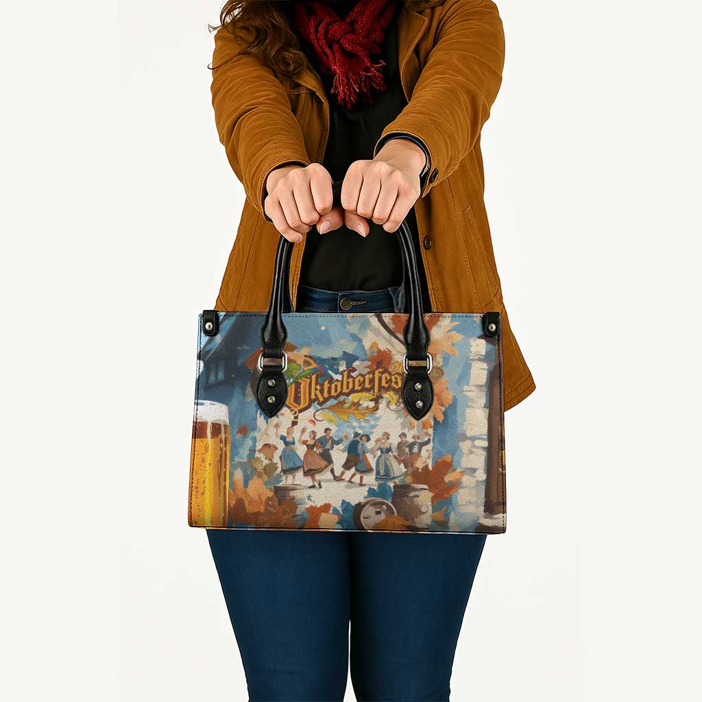 Oktoberfest Leather Bag with Beer Mug Illustration White Diamond Pattern - Wonder Print Shop