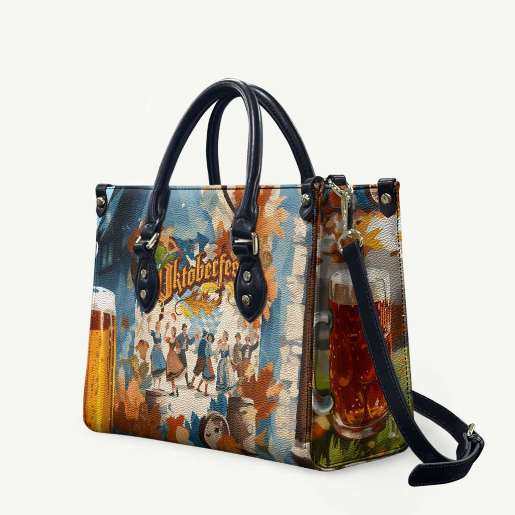 Oktoberfest Leather Bag with Beer Mug Illustration White Diamond Pattern - Wonder Print Shop