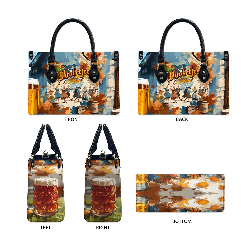 Oktoberfest Leather Bag with Beer Mug Illustration White Diamond Pattern - Wonder Print Shop