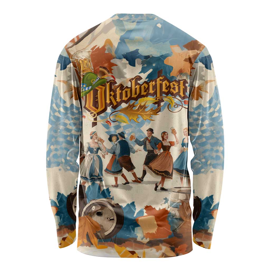 Oktoberfest Long Sleeve Shirt with Beer Mug Illustration White Diamond Pattern - Wonder Print Shop
