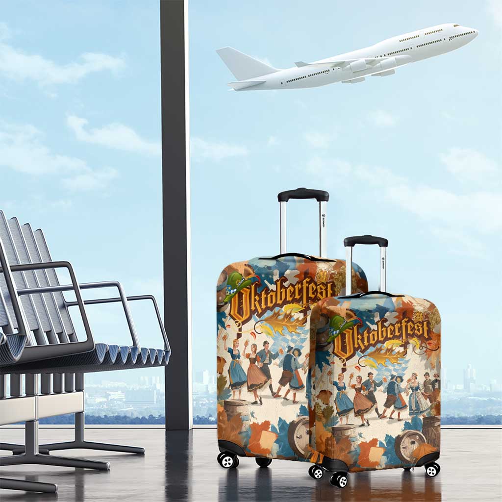 Oktoberfest Luggage Cover with Beer Mug Illustration White Diamond Pattern - Wonder Print Shop