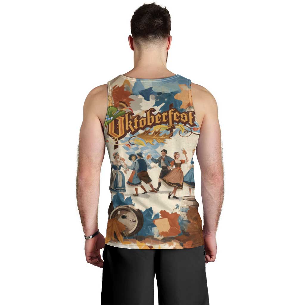 Oktoberfest Men Tank Top with Beer Mug Illustration White Diamond Pattern - Wonder Print Shop