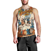 Oktoberfest Men Tank Top with Beer Mug Illustration White Diamond Pattern - Wonder Print Shop