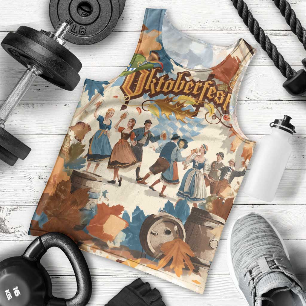 Oktoberfest Men Tank Top with Beer Mug Illustration White Diamond Pattern - Wonder Print Shop