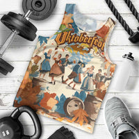 Oktoberfest Men Tank Top with Beer Mug Illustration White Diamond Pattern - Wonder Print Shop