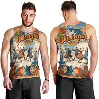 Oktoberfest Men Tank Top with Beer Mug Illustration White Diamond Pattern - Wonder Print Shop