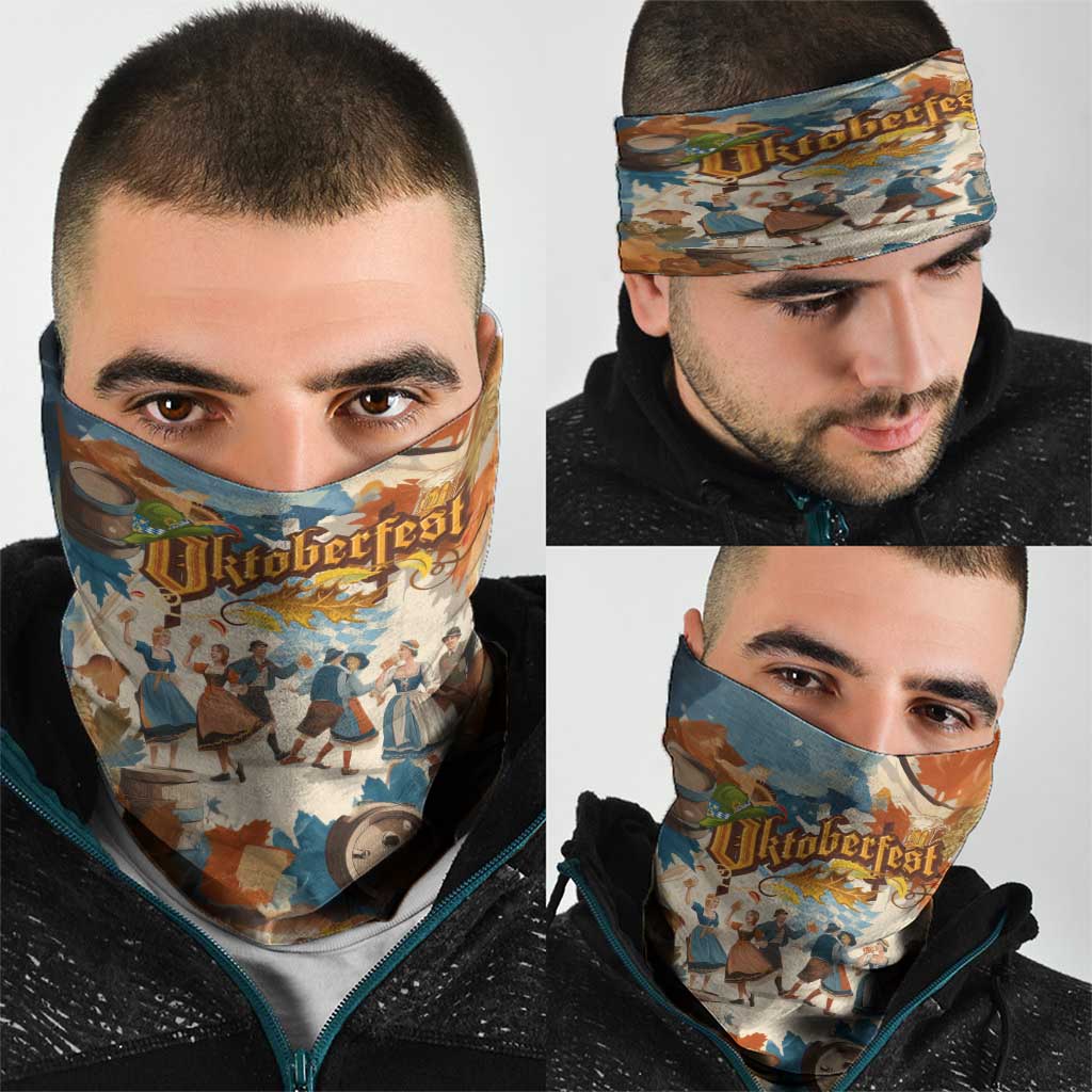 Oktoberfest Neck Gaiter with Beer Mug Illustration White Diamond Pattern - Wonder Print Shop