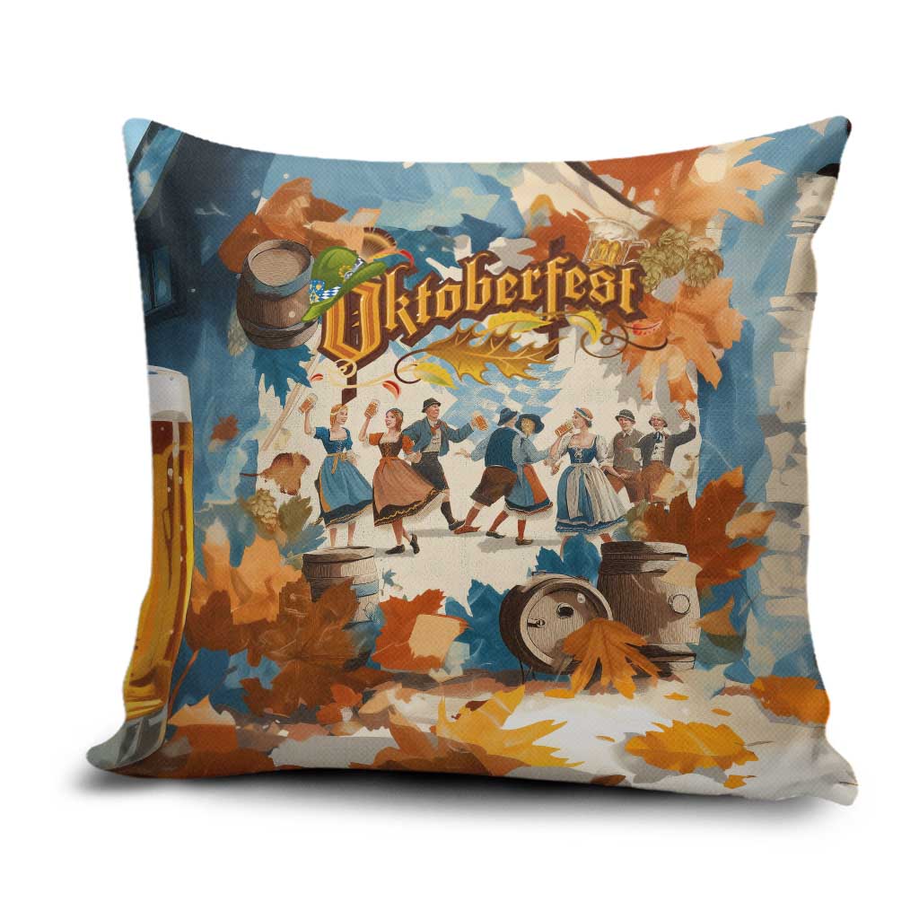 Oktoberfest Pillow Cover with Beer Mug Illustration White Diamond Pattern - Wonder Print Shop