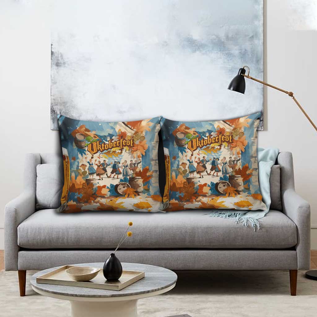 Oktoberfest Pillow Cover with Beer Mug Illustration White Diamond Pattern - Wonder Print Shop