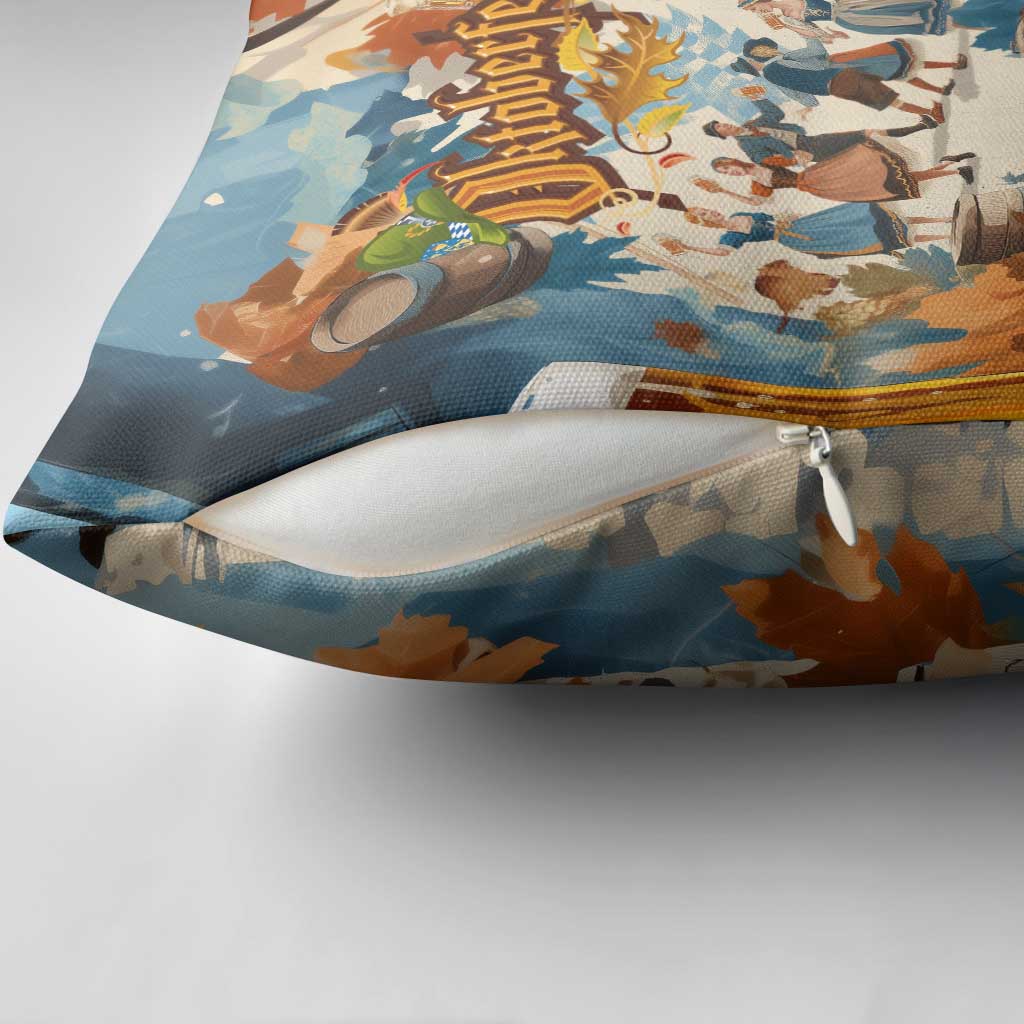 Oktoberfest Pillow Cover with Beer Mug Illustration White Diamond Pattern - Wonder Print Shop
