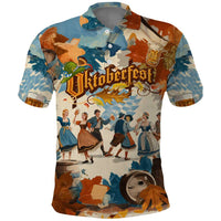 Oktoberfest Polo Shirt with Beer Mug Illustration White Diamond Pattern - Wonder Print Shop