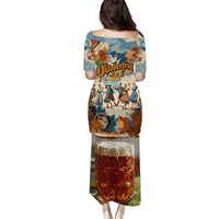 Oktoberfest Puletasi with Beer Mug Illustration White Diamond Pattern - Wonder Print Shop