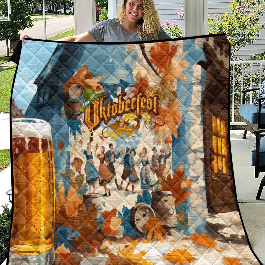 Oktoberfest Quilt with Beer Mug Illustration White Diamond Pattern - Wonder Print Shop