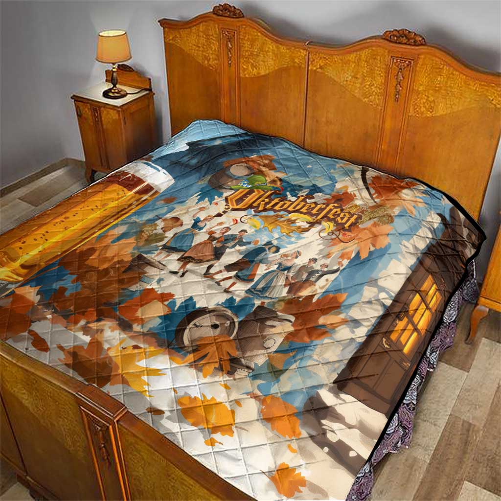 Oktoberfest Quilt with Beer Mug Illustration White Diamond Pattern - Wonder Print Shop