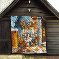 Oktoberfest Quilt with Beer Mug Illustration White Diamond Pattern - Wonder Print Shop