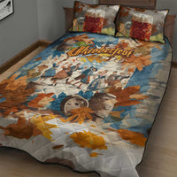 Oktoberfest Quilt Bed Set with Beer Mug Illustration White Diamond Pattern - Wonder Print Shop