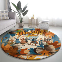 Oktoberfest Round Carpet with Beer Mug Illustration White Diamond Pattern - Wonder Print Shop