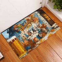 Oktoberfest Rubber Doormat with Beer Mug Illustration White Diamond Pattern - Wonder Print Shop