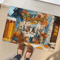 Oktoberfest Rubber Doormat with Beer Mug Illustration White Diamond Pattern - Wonder Print Shop