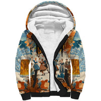 Oktoberfest Sherpa Hoodie with Beer Mug Illustration White Diamond Pattern - Wonder Print Shop