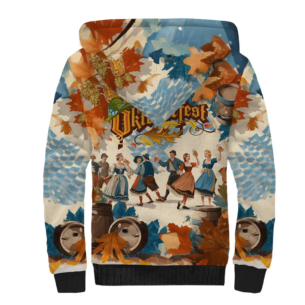 Oktoberfest Sherpa Hoodie with Beer Mug Illustration White Diamond Pattern - Wonder Print Shop