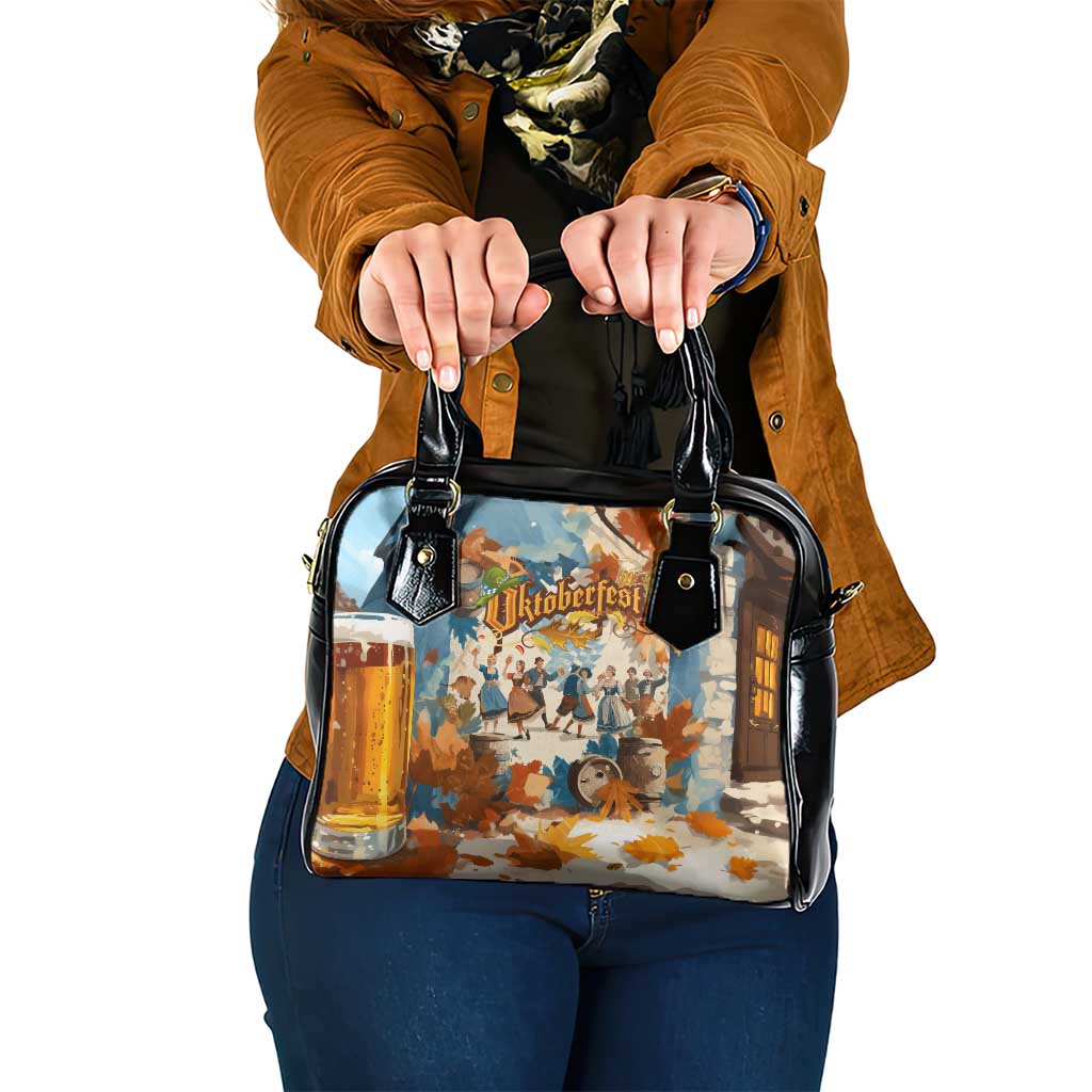 Oktoberfest Shoulder Handbag with Beer Mug Illustration White Diamond Pattern - Wonder Print Shop