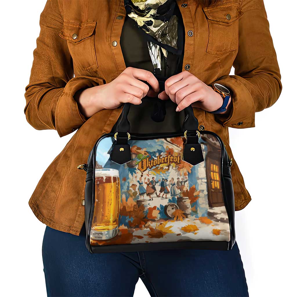 Oktoberfest Shoulder Handbag with Beer Mug Illustration White Diamond Pattern - Wonder Print Shop