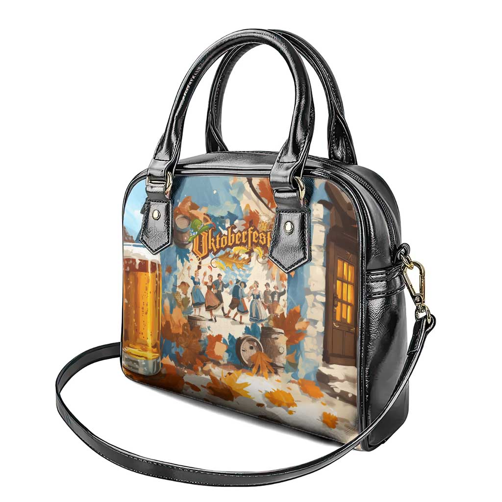 Oktoberfest Shoulder Handbag with Beer Mug Illustration White Diamond Pattern - Wonder Print Shop
