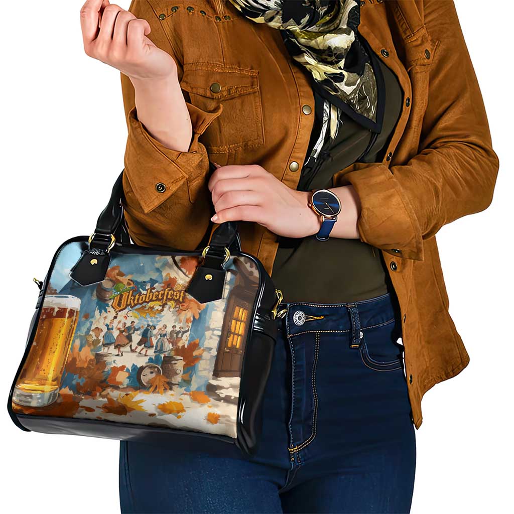 Oktoberfest Shoulder Handbag with Beer Mug Illustration White Diamond Pattern - Wonder Print Shop