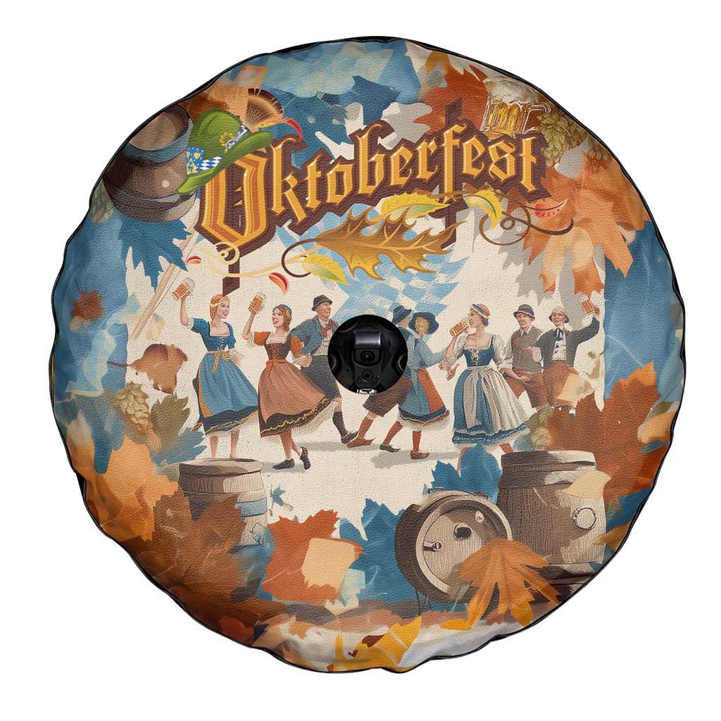 Oktoberfest Spare Tire Cover with Beer Mug Illustration White Diamond Pattern - Wonder Print Shop