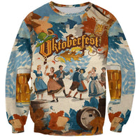 Oktoberfest Sweatshirt with Beer Mug Illustration White Diamond Pattern - Wonder Print Shop