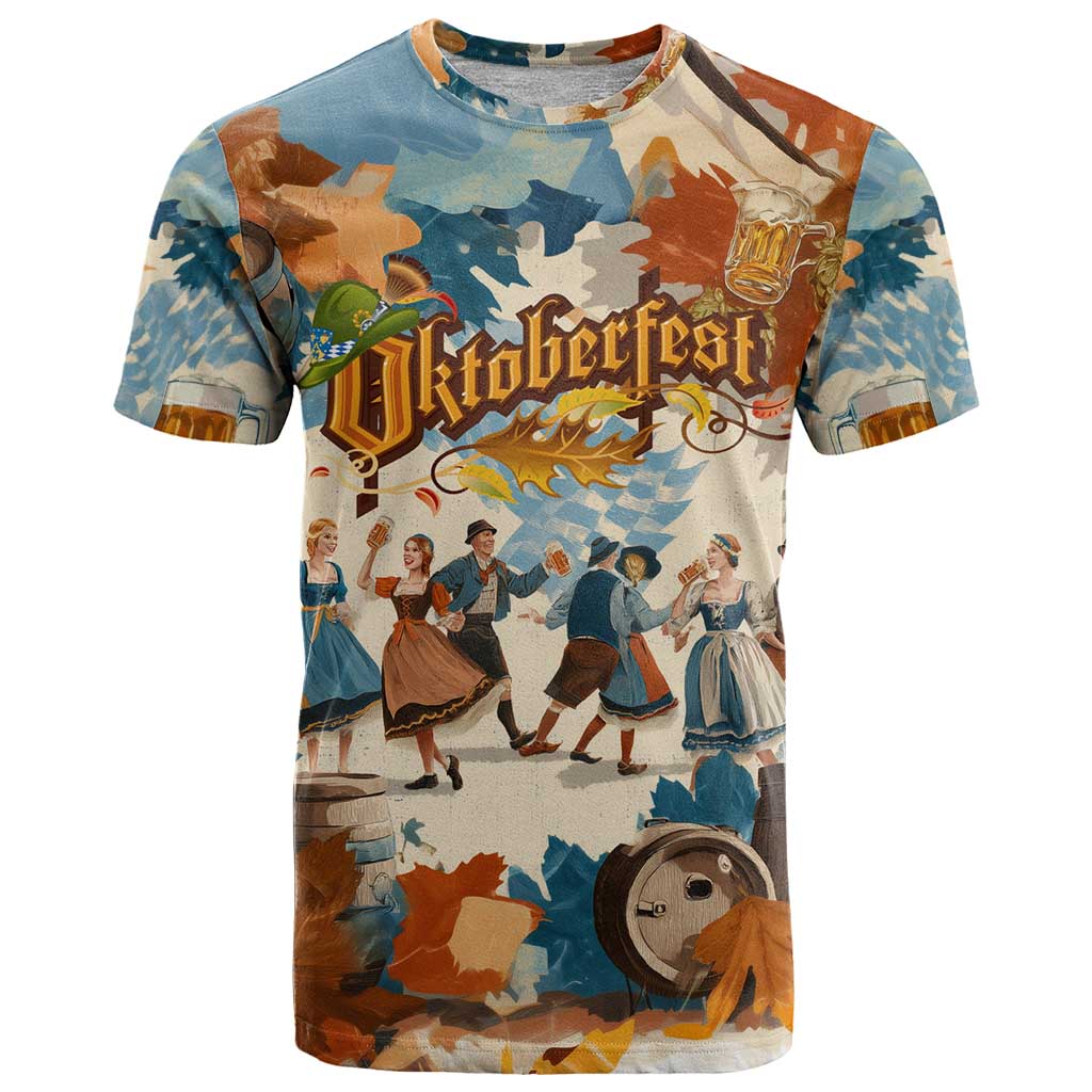 Oktoberfest T Shirt with Beer Mug Illustration White Diamond Pattern - Wonder Print Shop