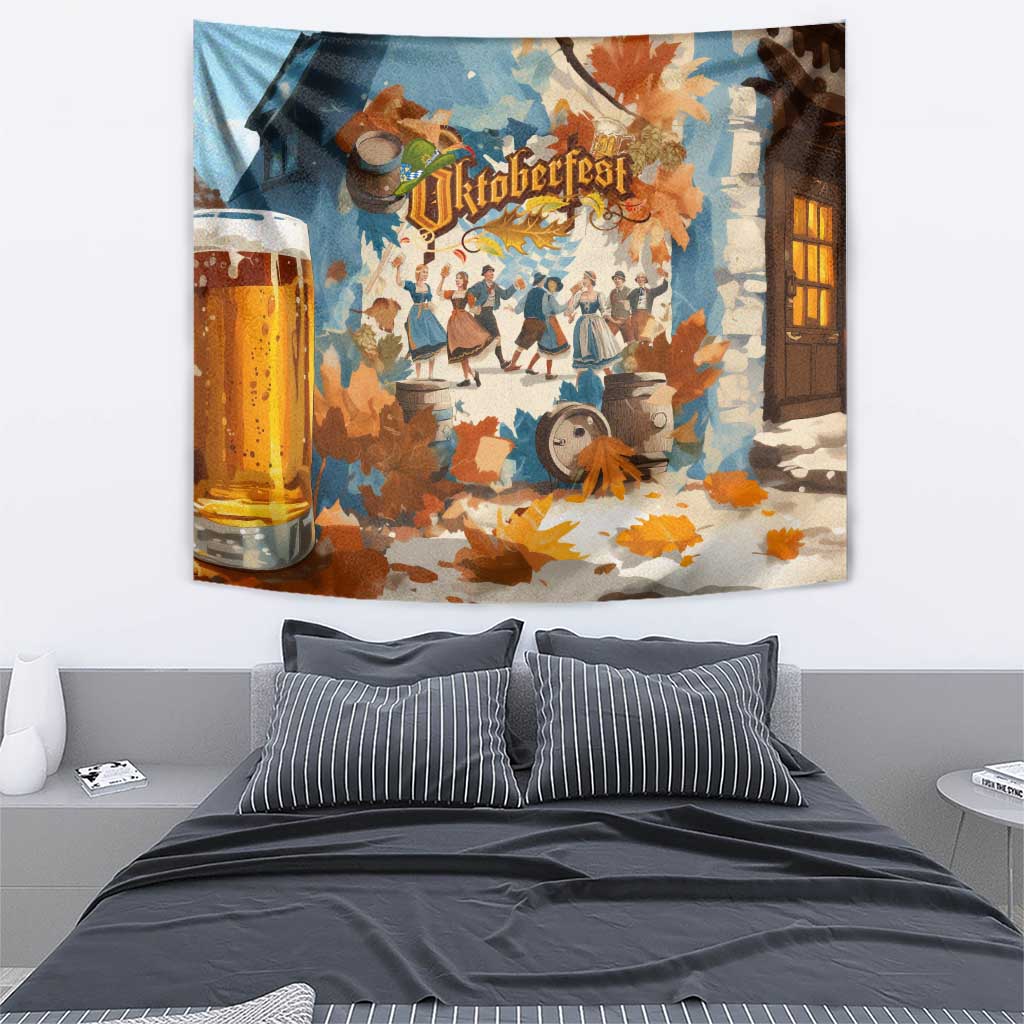 Oktoberfest Tapestry with Beer Mug Illustration White Diamond Pattern - Wonder Print Shop