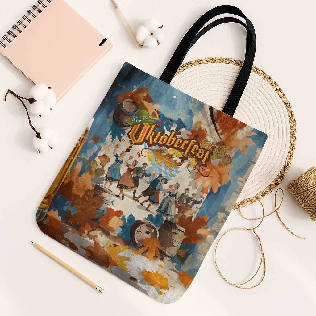 Oktoberfest Tote Bag with Beer Mug Illustration White Diamond Pattern - Wonder Print Shop