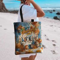 Oktoberfest Tote Bag with Beer Mug Illustration White Diamond Pattern - Wonder Print Shop