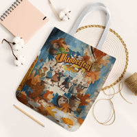 Oktoberfest Tote Bag with Beer Mug Illustration White Diamond Pattern - Wonder Print Shop