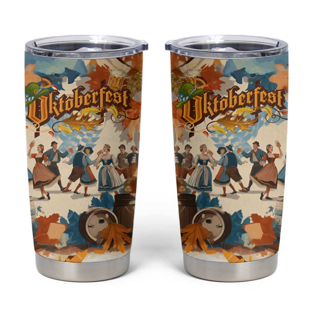 Oktoberfest Tumbler Cup with Beer Mug Illustration White Diamond Pattern - Wonder Print Shop