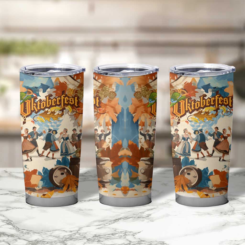 Oktoberfest Tumbler Cup with Beer Mug Illustration White Diamond Pattern - Wonder Print Shop